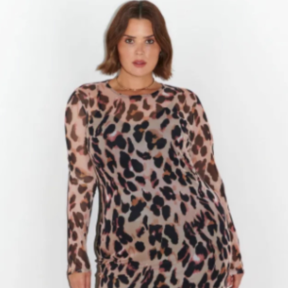 Never Fully Dressed Mesh Leopard Dress, Size UK10/US6